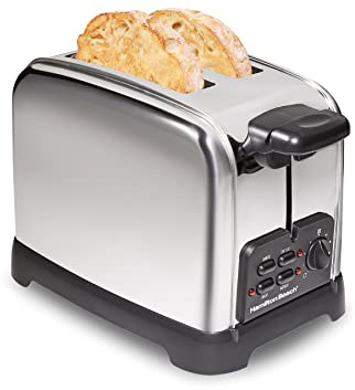 Hamilton Beach Retro Toaster with Wide Slots, Sure-Toast Technology, Bagel & Defrost Settings, Auto Boost to Lift Smaller Breads, 2 Slice, Polished Stainless Steel (22782)