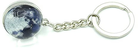 Promotech Porte-clés phosphorescent en forme de lune et de terre pour garçons, filles, adultes, bleu,