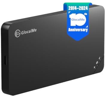 GlocalMe U3 Router WiFi portatil 4G LTE, Punto de Acceso WiFi con 1GB de Datos Globales, Viaja en más de 200 Países, No SIM, 10 Dispositivos Conectados, Dispositivo Router Portátil 12 Horas de Uso