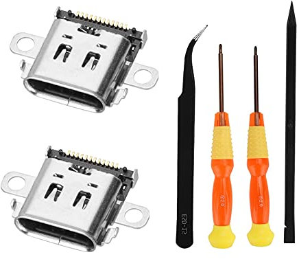 Linkstyle 6-in-1 Charging Port Replacement Tools Compatible with Nintendo Switch, Type-C Charger Socket Connector Replacement Repair Kit