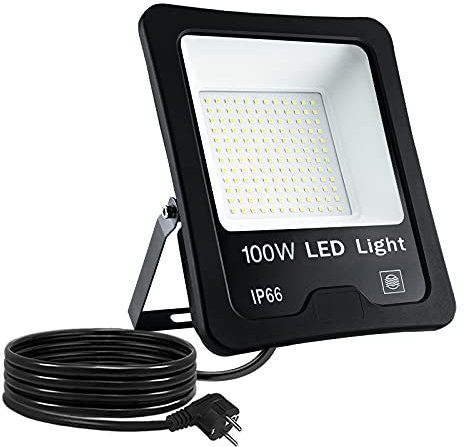 ACXIN LED Fluter Flutlicht, Außen Flutlicht, LED Baustrahler Arbeitsleuchte, Scheinwerfer, Außenstrahler, Außenwandleuchte, IP66 wasserdicht, 100W, Warmweiß