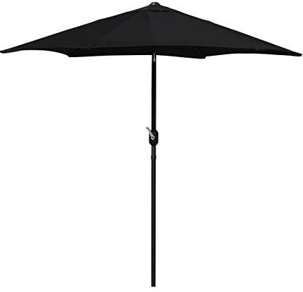 TUKAILAi 3M Round Garden Parasol Umbrella with Crank and Tilt Mechanism Sun Shade Canopy Sun Shade UV Protective Sunscreen Protection Water Resistant for Outdoor Patio Beach Pool Black