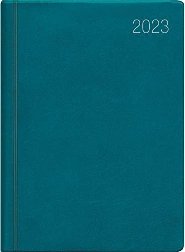 Taschenkalender türkis 2023 - Bürokalender 10,2x14,2 - 1 Tag auf 1 Seite - flexibler Kunstoffeinband - Stundeneinteilung 7 - 19 Uhr - 610-1013