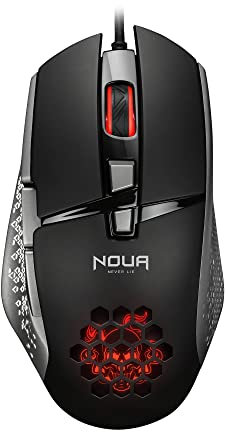 Noua Roka RGB-Gaming-Maus mit USB-Kabel, optischer Sensor Instant 704 bis zu 7200 DPI [4 Stufen einstellbar], Gaming-Maus 8 Tasten und LED-Beleuchtung mit 4 Farben für PC Notebook