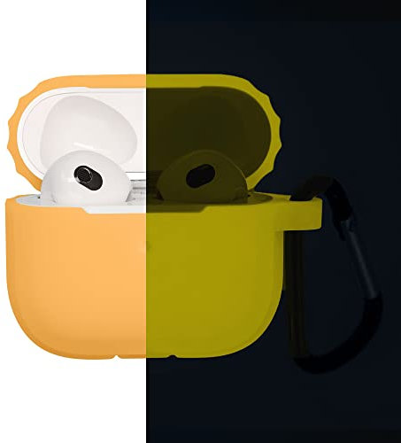 kwmobile Hülle kompatibel mit Apple AirPods 3 Kopfhörer - Silikon Schutzhülle Case Cover - leuchtet im Dunkeln - Gelb