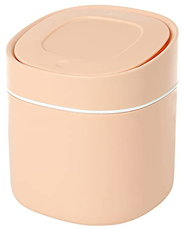 Gsrhzd Desktop Trash Can, Mini Plastic Desktop Trash Bin, Desk Bin with Lid, Mini Press Lid Wastebasket, for Family Living Room Kitchen Bedroom Bathroom Office Car Indoor, Pink