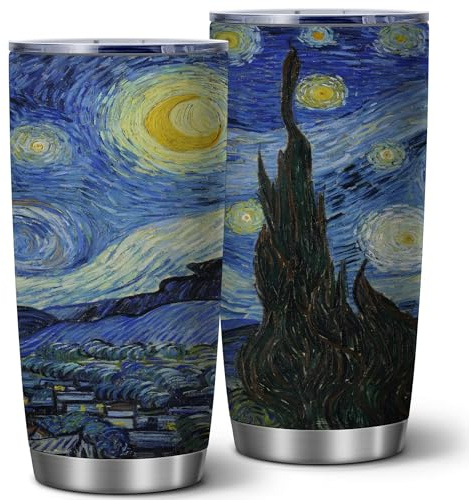 Classic Art The Starry Night Van Gogh Coffee Mug Cup -20 Oz Insulated Tumblers with Lid -Stainless Steel Vacuum Tumbler Travel Coffee Mugs | Birthday Christmas Gifts For Women Men,1 Pcs