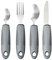 Jetisva Easy Grip Cutlery Set of 4 Gray Disability Aids with Knife Fork Spoon Large Wide Handled Arthritis Hands Aids Cutlery Adaptive Eating Drinking Utensils for Disabled People Elderly Parkinson