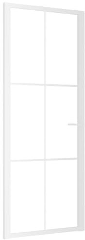 vidaXL Innentür Modernes Design Glastür Komplettset Zimmertür Tür Drehtür Wohnungstür mit Montagezubehör 83x201,5cm Weiß ESG-Glas Aluminium