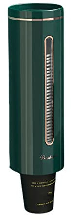 Chonor Distributeur de Tasses, Tube Anti-poussière Porte-gobelet en Papier, Gobelets Mural Distributeur, pour Cuisine Bureau Hôtel etc（Vert foncé）