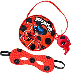 Rubies Set Bolso y antifaz Ladybug para niñas, Mini bolso y antifaz, Oficial Miraculous Ladybug para Carnaval, Halloween, Cumpleaños y Navidad