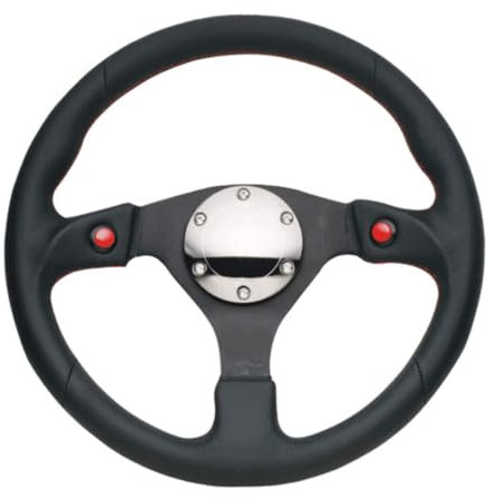 NRG Innovations NRG-RST-007R Reinforced Steering Wheel- 320mm Sport Steering Wheel With/Dual Horn Button/Chrome Plate/Leather, Double Riveted Spokes