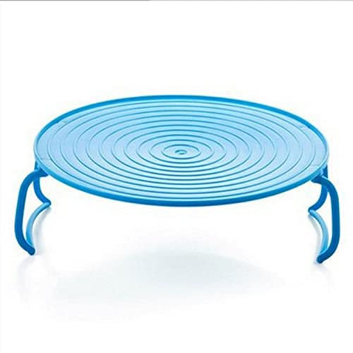 HOHOVYVY Bandeja de microondas apiladora de Platos de microondas Rejilla de plástico Bakin Redondo Estante de Vapor para microondas apiladores de Platos de microondas, Tocadiscos de microondas, Azul