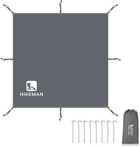 HIKEMAN Bâche de Tente Polyvalente - Tapis de Tente imperméable - Plusieurs Tailles - pour Camping, randonnée, Pique-Nique (Gris mis à Jour, 300 x 300 cm)