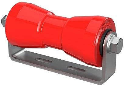 SUPROD Polyurethan Kielrolle mit Halter Sliprolle Bootstrailer Sliphilfe verzinkt 180 mm, rot