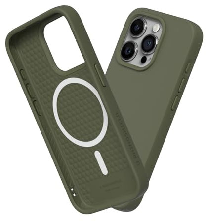 RhinoShield Case kompatibel mit [iPhone 15 Pro] | SolidSuit - MagSafe-kompatibel -Stoßdämpfende & schlanke Schutzhülle mit Premium Finish - 3.5 Meter Fallschutz - Algengrün