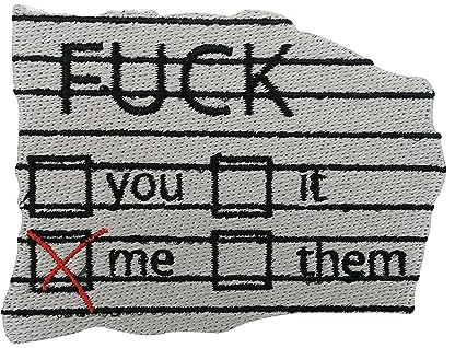 Finally Home F*** Me Spruch Patch zum Aufbügeln - Lustiger Aufnäher | Weißes Motiv für Erwachsene: Sprüche, Meme & Retro. Als cooles Bügelbild für Jacke & Rücken.
