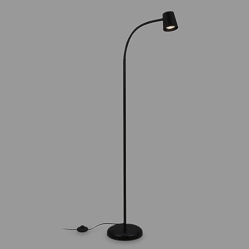 BRILONER – Stehlampe als Deko im Wohnzimmer und Leselampe, Schwenkbare Lampe, Wohnzimmerlampe, Fußtaster, Indirekte Beleuchtung, Schwarz