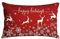 Deko-Kissenbezug, Heimdekoration, rote Schneeflocken, Hirsch, Weihnachtsbaum, Kissenbezug, dekorativ, 30,5 x 50,8 cm