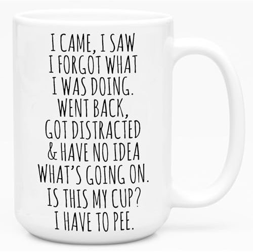 Lustige Kaffeetasse mit Aufschrift I Came I Saw I Forgot What I Was Doing, 425 ml, Geburtstagsgeschenk für ältere Menschen, Senioren, ältere Menschen, Oma, Opa, Mutter, Vater, sarkastische lustige