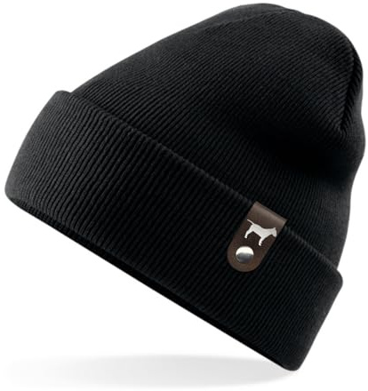 siviwonder Bullterrier Mütze Patch Leder Gassi Beanie Strickmütze Warm Herren Damen Bully Bull Terrier