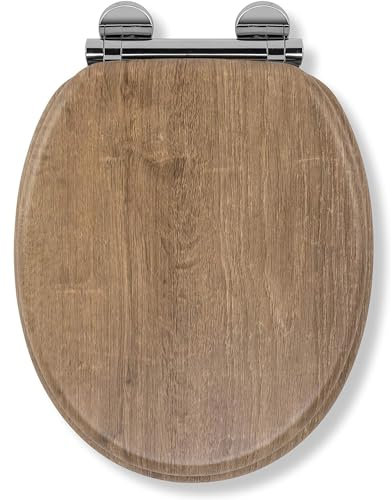 AMK® Croydex Ontario Luxury Wooden Toilet Seat Soft Close Flexi-Fix Bathroom Oak Anti Bacterial