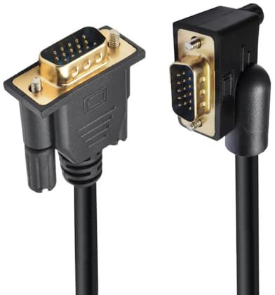 CY Câble VGA RGB mâle coudé à 90 degrés vers mâle droit 3COAX+6C pour moniteur, projecteur d'ordinateur