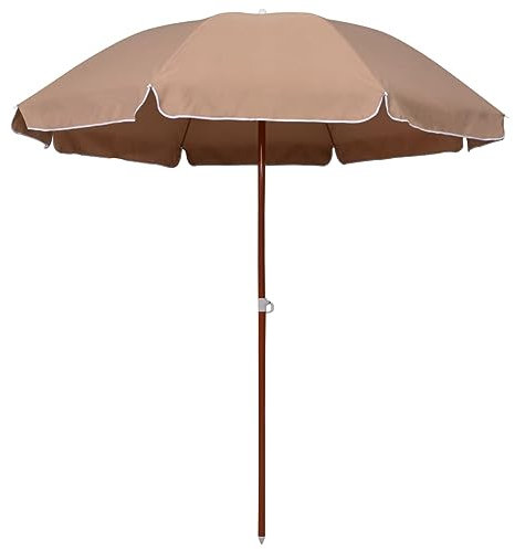 ARKEM Sonnenschirm mit Stahlmast 240 cm Taupe Strandschirm Windfest Stabil