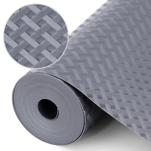 Origuuds Shelf Liners, Non-Adhesive Drawer Liner, Waterproof & Oil-Proof Kitchen Cabinet Cupboard Liner Plastic EVA Material BPA Free Fridge Liner Mats Paper Protector for Shelves (Grey/60cm x 600cm)