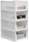 Qivange Wardrobe Storage Organiser Set of 4 Stackable Drawer Organiser Plastic Wardrobe Storage Box Shelves for Home Closet Pantry Laundry Bedroom, Collapsible Foldable Storage Box