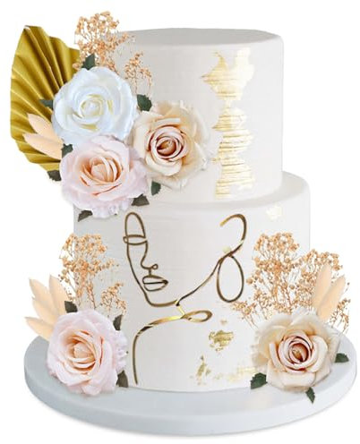 Boho Tortendeko, tortendeko Blume, Tortendekos MäDchen,Tortenaufsatz für Hochzeit, Gesicht Acryl Kuchen Topper, Boho Tortendeko Kuchen Topper für Geburtstag Braut JubiläUm Party Feiern