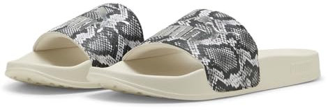 PUMA Leadcat 2.0 Snake Chic, Sandalias deslizantes Mujer, Alpine Snow-Gold, 39 EU
