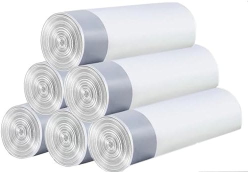 WHAPELQ Recycled Bin Liners Sanitary Disposal Bags 90 Counts - Drawstring Bin Bags Swing Pedal Bin Liners Tie Handle Small Bin Liners Small Bin Bags For Home Office Garden 45 * 50cm (white+grey)