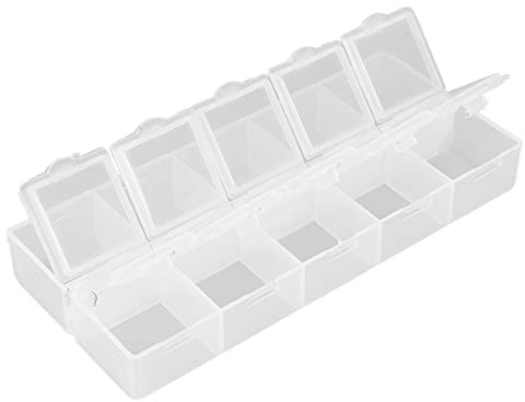 ZJchao Sortierbox für Kleinteile mit 10 Fächern, Gitter-Organizerbox aus Kunststoff, Abnehmbarer Deckel, Ideal zur Aufbewahrung von Künstlichen Nägeln, Pailletten und Strasssteinen