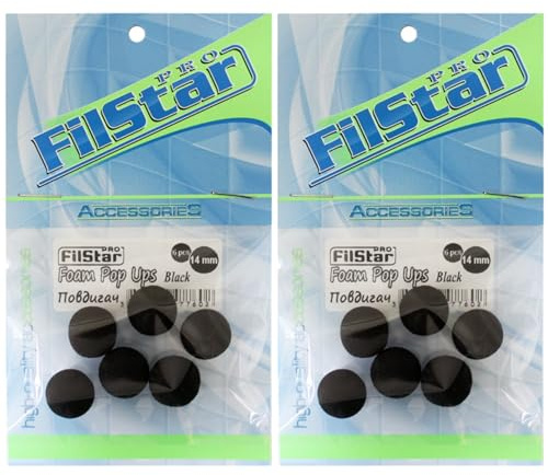 PRO FILSTAR Zig Rig Pop Up Foam Schwarz 12 STK,14mm - Pop Up Karpfen Köder | Angelhaken - Pop Up Angeln - Köder - Karpfenangeln Montage - Fischköder - Futter Zubehör - Pop Ups Karpfenhaken Set
