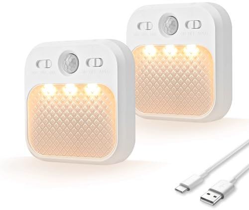 MERTTURM Motion Sensor Night Light, Wireless Rechargeable LED Night Light Indoor, 3 Sensor Modes&Adjustable Brightness (30days Standby), Stairs/Bedroom/Bathroom/Hallway Light for Kids, Adult [2 Pack]