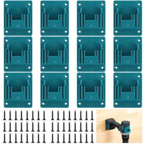 APACALI 12 Pièce Porte Outils Mural pour Makita 18 V, Support de Batterie pour Makita 18 V avec 48 Vis, Support de Machine pour Outils de perçage, bleu, 14,4-18 V