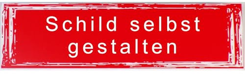 Wetterfestes Wunschtext Schild zum selbst gestalten personalisiert für draußen 20 bis 59 cm (Rot/Weiß)