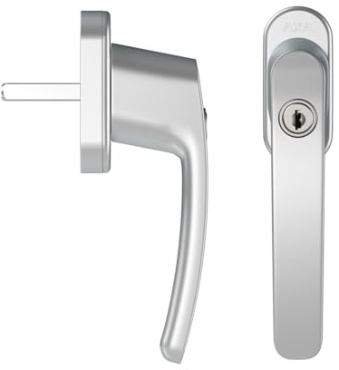 AXA Sicherheits Fenstergriffe - Oval Roma - Fenstersicherung Dreh-Kipp - Mit Zylinder SKG2-4 Positionen - 45˚/ 90˚ - 32 mm - Aluminium