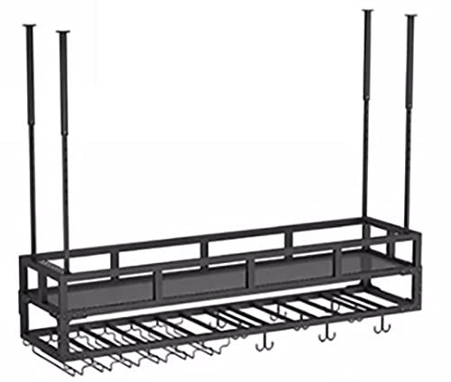 Estante de metal ajustable de 2 capas para copas de vino con estante para colgar en el techo, soporte para copas de vino para decoración del hogar