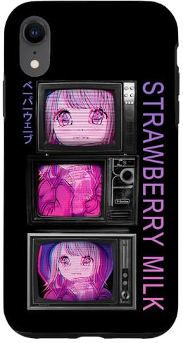 Hülle für iPhone XR Japan 90er Jahre Fernsehen - Japanische Vaporwave Erdbeermilch