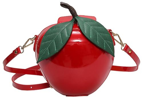 Apples -Geldbörse, 7,5 -Zoll -Patentleder -Kirsch -Umhängetasche mit verstellbarem Riemen, Mode -Obst -Handtasche für Frauen Mädchen
