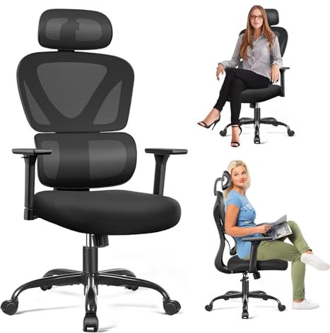 PEAKLIMB Bürostuhl Ergonomisch,schreibtischstuhl mit Verstellbarer Kopfstütze,3D Armlehnen,liegefunktion (90°-135°) bürostuhl ergonomisch testsieger 150 kg,