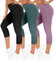 TNNZEET 3er Pack Capri Leggings Damen 3/4 für Sport, 7/8 Leggins High Waist Hose Sporthose für Gym Yoga(Schwarz/Dunkelgrün/Helllila,L-XL)