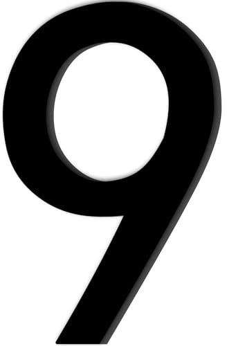 Adesivo con Numero 9 di Colore Nero,Numero Civico,Numero Civico Segnale in Acrilico,Numero di Casa Autoadesivo,Resistente alle Intemperie,per Esterni,Porta,Cassetta Delle Lettere(10 cm)