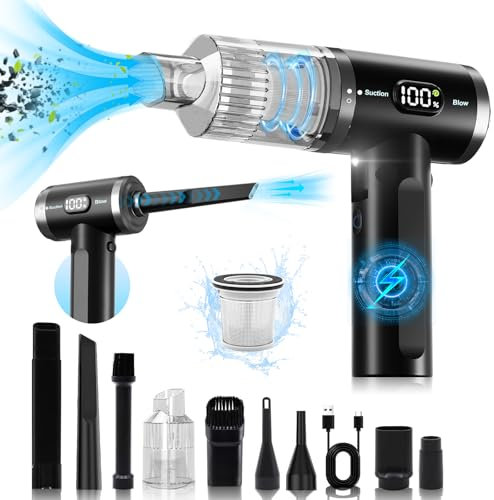 Lutranstra 6000Pa Aspirador Inalámbrico, Mini Aspirador Inalámbrico Potente con 3600mAh, Pantalla LED para Coche