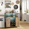 Roomark Armario para vino con enchufe de carga, 6 compartimentos, armario de bar vintage con luz LED, 108 x 39 x 111 cm, armario de cocina y aparador con botellero de metal, buffet para cocina, salón