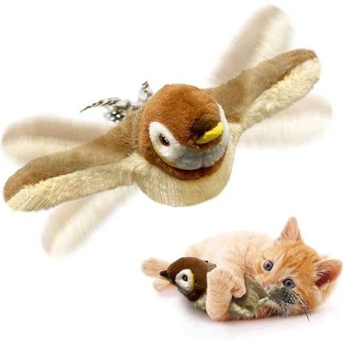 Donubiiu Flatternder Vogel Katzenspielzeug, Interaktives Vogel-Katzenspielzeug,Katzenminzenspielzeug mit Flatternden Flügeln,Flappy Bird Cat Toy, Interactive cat Toy (1 Stück)