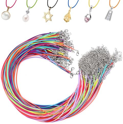 30 pezzi di cordini colorati per collane, cordini per collane con fibbie, braccialetti di perline per collane fai da te, aggiungi ciondoli, pendenti o altri gioielli