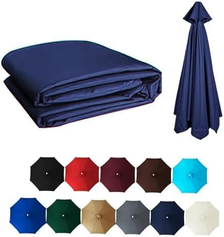 YZTTCD Fundas de Repuesto Para Sombrilla, Tela de Repuesto Para Sombrilla, Resistente A La Decoloración, Protección Uv, Ideal Para Terraza, Piscina Y Playa, Azul Marino, 6 Varillas: 2 M/6,5 Pies